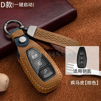 Custodia in vera pelle per telecomando per Ford Focus 3 4 ST Mondeo MK3 MK4 Fiesta Fusion Kuga 2013 2014 2015 2017 2018 - Custodia in vera pelle per telecomando per Ford Focus 3 4 ST Mondeo MK3 MK4