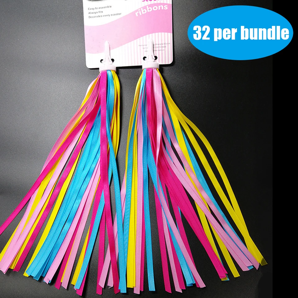 JAWSEU 2 stuks kinderfiets stuurfranjes streamer banden kwasten lint kleurrijke decoratie accessoires voor kinderen fiets stuur scooter, driewielers, motieven: strik/bloemen/glitter
