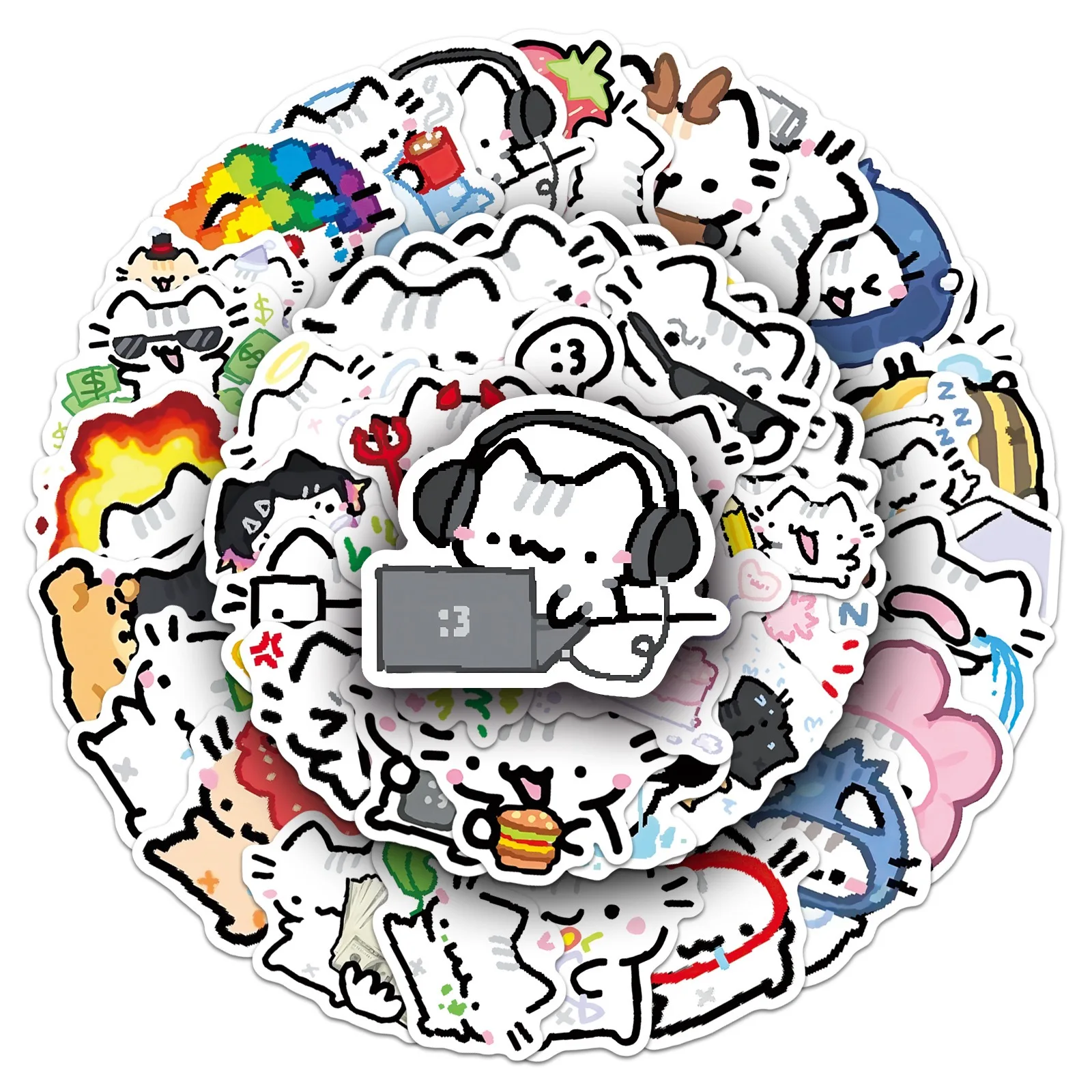 50pcs 귀여운 포키 고양이 스티커 카와이 동물 밈 그래피티 데칼 수하물 노트북 전화 기타 자동차 자전거 스케이트 보드 스티커