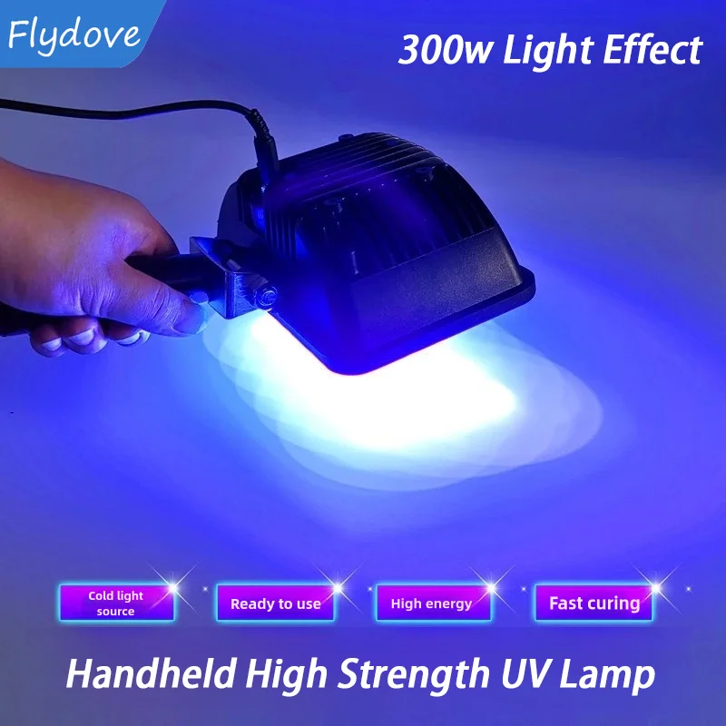 Handheld UV Curing Lamp Handle UV Lamp 300W Shadowless Adhesive Plate Printing Crystal Drop Glue Resin Ink Paint LCD Screen