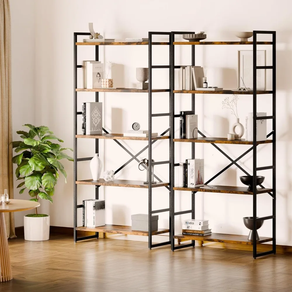 5 Tier Bookshelf for CDs/Movies/Books, Bookcase Storage Organizer, for Bedroom/Living Room/Home Office. Freestanding Bookshelf 3
