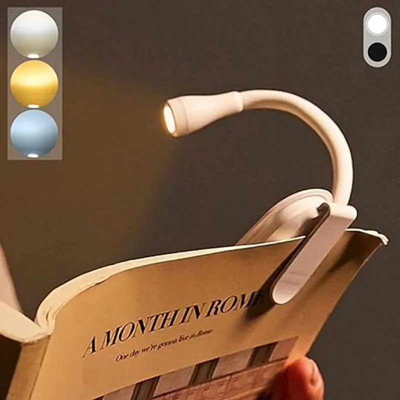 New Mini Book LED Eye Protection Reading Night Light Adjustable Clip-On Study Desk Lamp Rechargeable for Travel Bedroom Reading