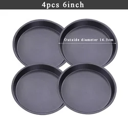Deluxe Nonstick Carbon Steel Pizza and Baking Tray Set - 4 - Piece Round Plate Collection for Effortless Baking and Serving (4pcs 6inch)