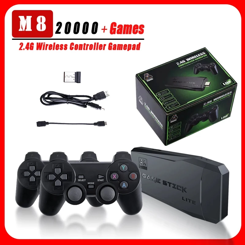 M8 Video Game Console 2.4G Double Wireless Controller Game Stick 4K 20000 Games 64 32GB Retro Games for PS1/GBA video game console game console video game stick wireless controller video game controller game console kit