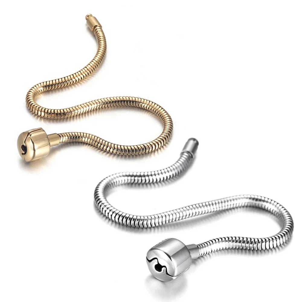 Stainless Steel Bracelet Jewelry Snake Chains European Clips DIY Charms
