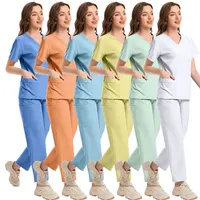 Women and Men's Modern V-Neck Top and Pant Doctor Suits High Quality Uniforme Medical Nurse Uniform Scrub Set Hospital Workwear