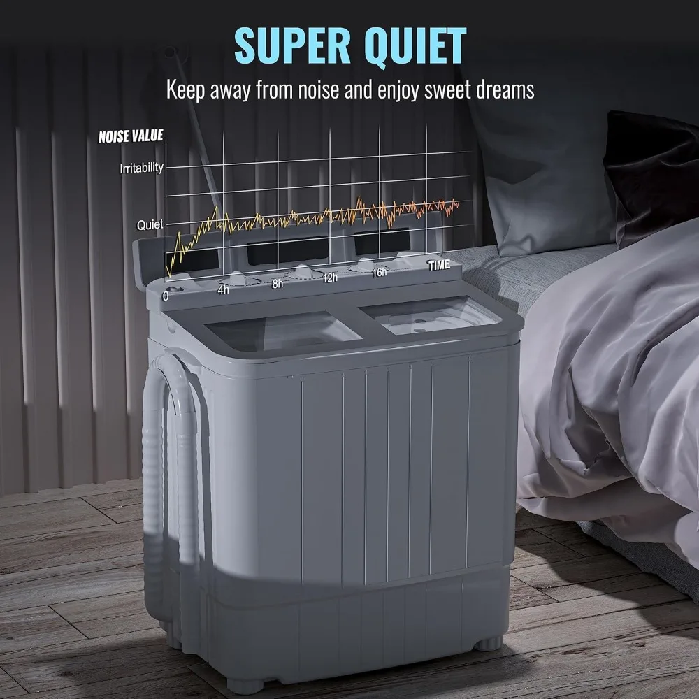 Portable Washing Machine 17.6 Lbs Laundry  with Spin Dryer Compact Twin Tub Washer Machine Washer Combo 5