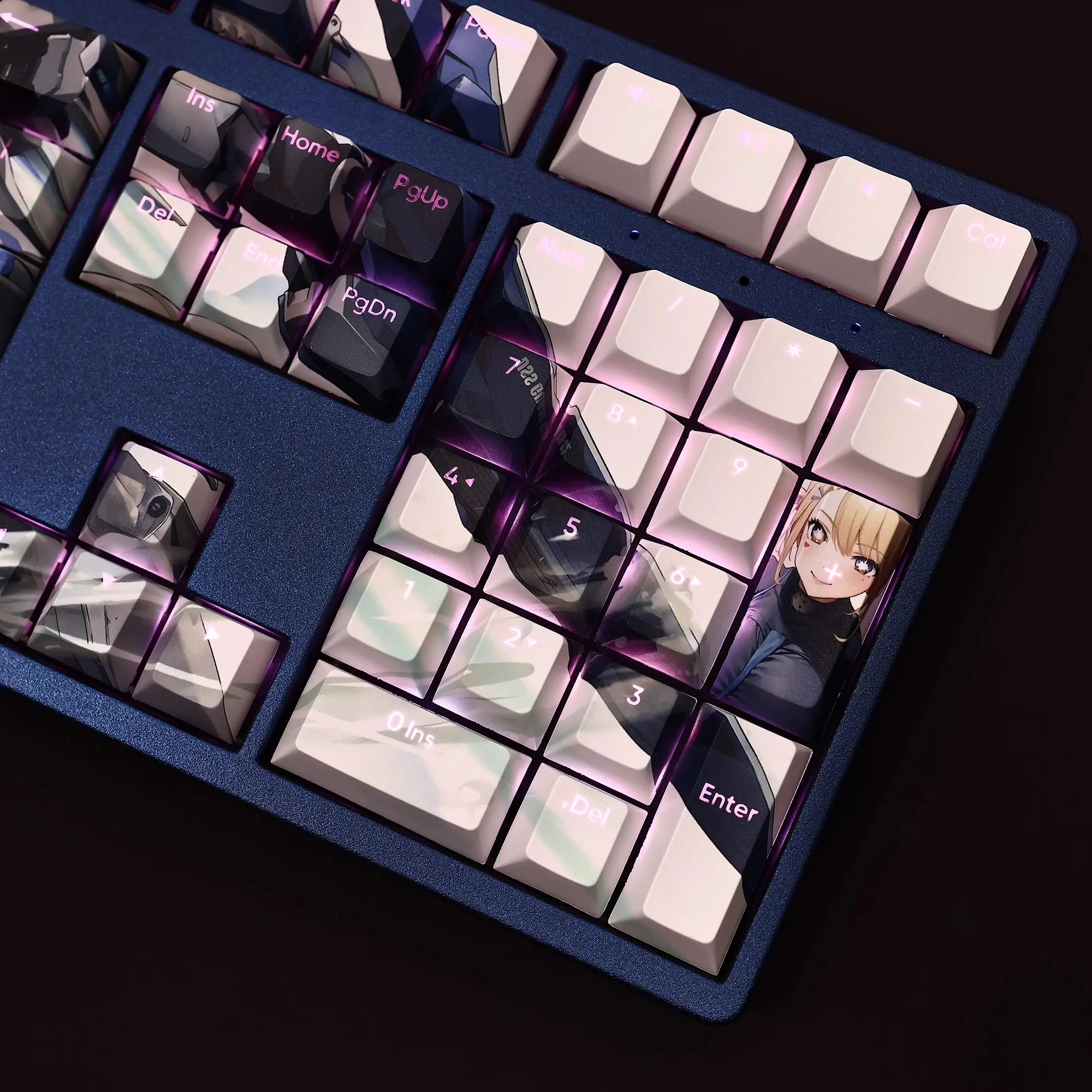 Caps de Teclado Azur Lane Anime Gaming ur Guam Keycap Pbt Dye Subbed Keycaps Retroiluminados do Jogo para Ansi 61 87 104 108 Layout Conjunto de 108 Teclas - Imagem 2