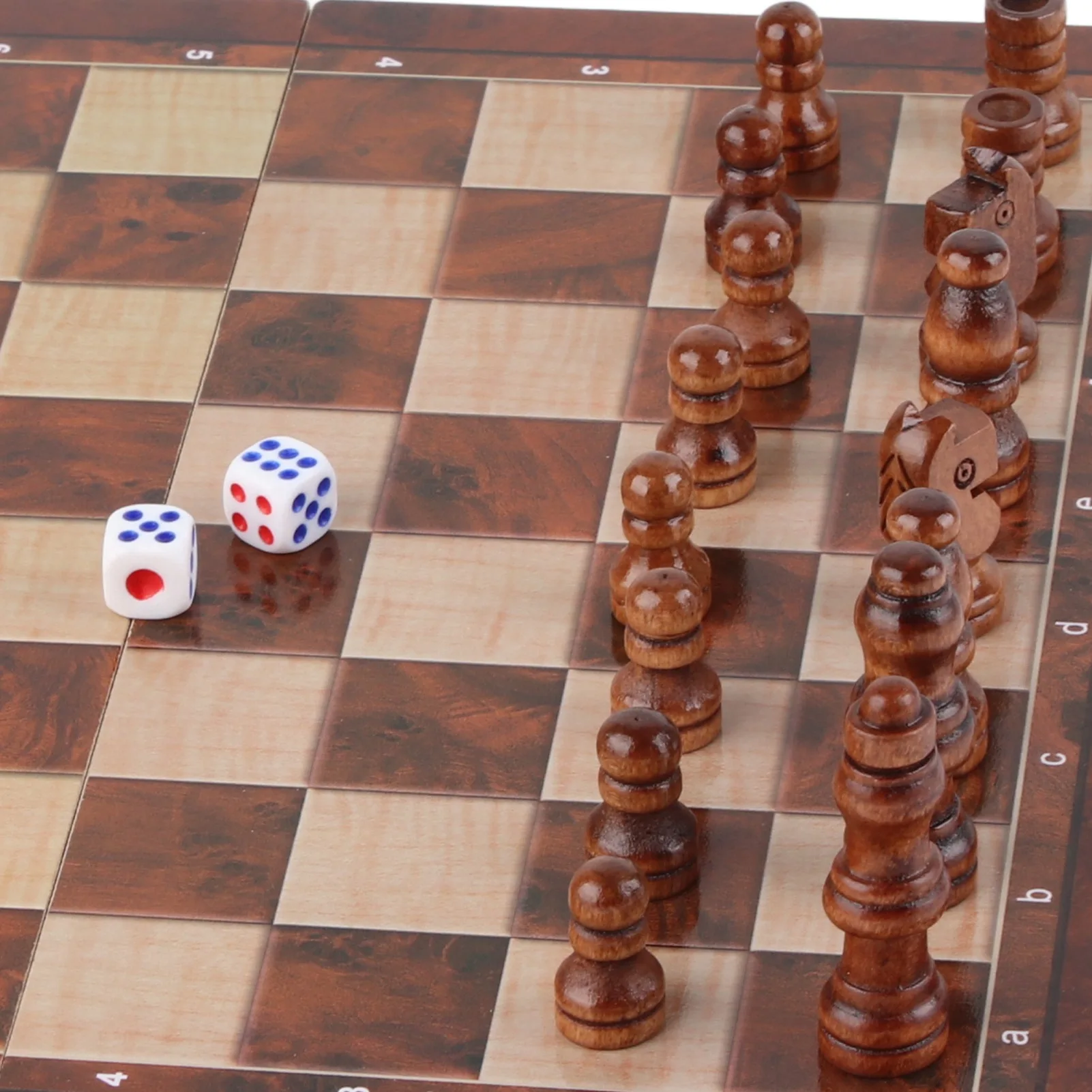 ZK20 3 in 1 Chess Board Game Set Intellectual Growth Chess Checkers Set for Family Friends Wood 24 X 24cm / 9.4 X 9.4in 6