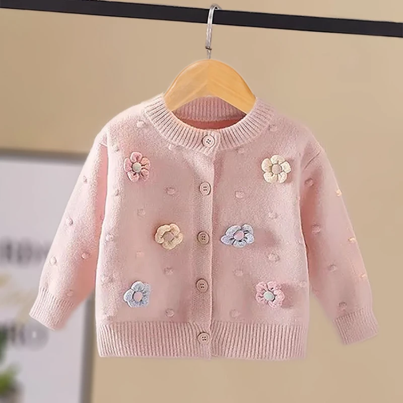 여아용 용수철 가을 니트 가디건, 신상 소녀 데칼, 긴팔 가디건 스웨터, 소녀 스웨터