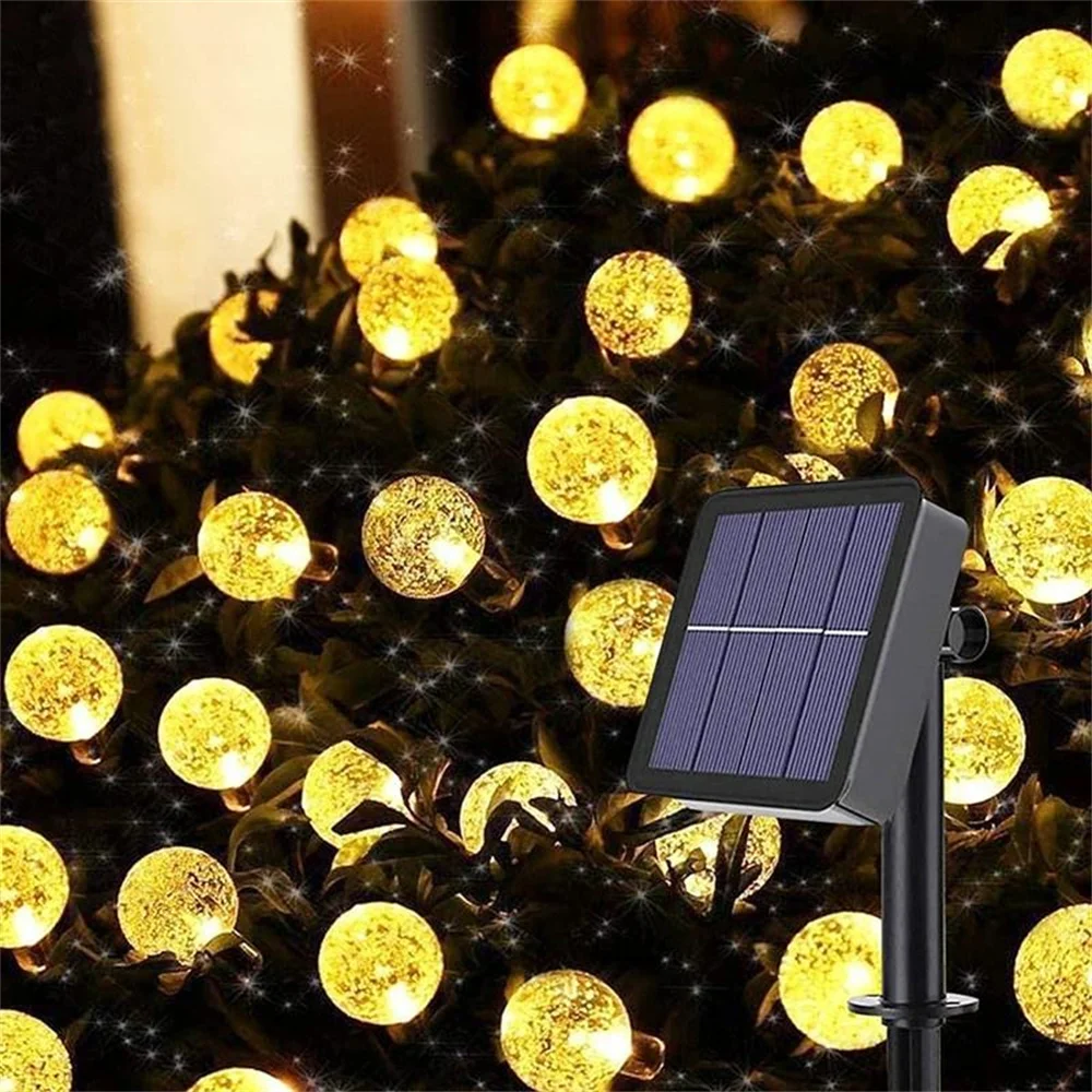 

Outdoor Christmas Decor 5M Solar-Powered LED String Lights with 20 Crystal Ball LEDs for Garden and Patio