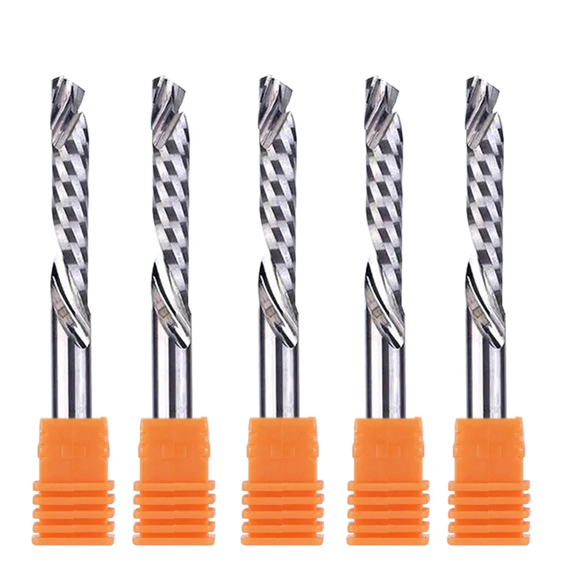 

5pcs/lot 3.175/4/5/6/8mm Up&Down Cut One Flutes Spiral Carbide Milling Cutter CNC Router Compression Wood End Mill Cutter Bits