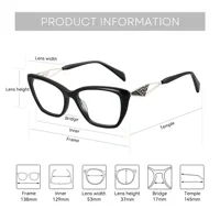ZENOTTIC noir oeil de chat lunettes optiques cadre particulier mode jambe femmes sans Prescription acétate carré lunettes MG6592 4