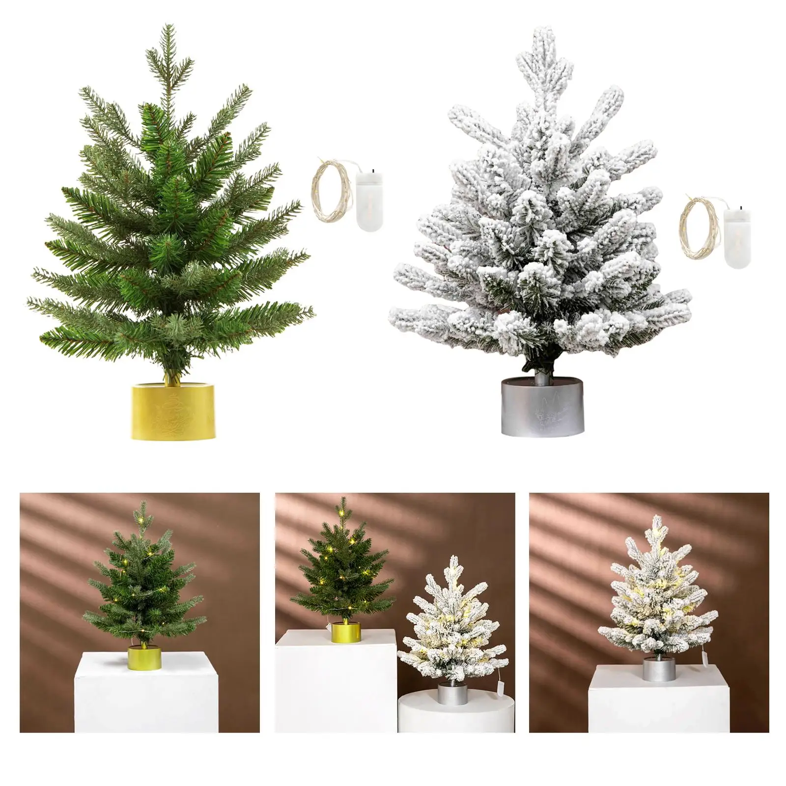 Creative Mini Christmas Tree with Lights for Festival Shop Tabletop Decor