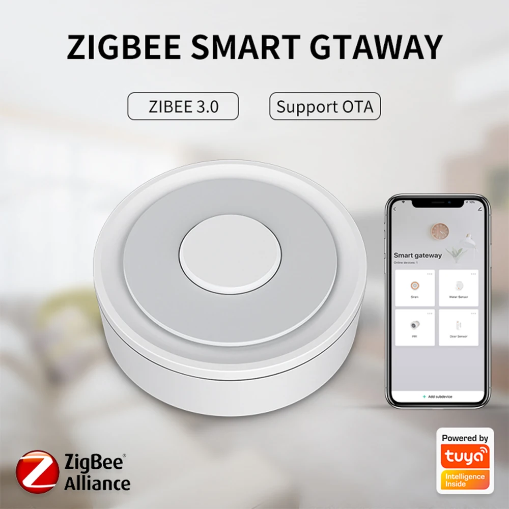 HomeKit ZigBee Gateway Hub Smart Home Bridge ZigBee APP Remote Control Works with Apple HomeKit Alexa Google Home Tuya SmartLife