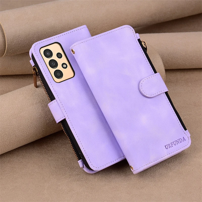 Luxury Leather Wallet Flip Phone Cover with Zipper - Premium Protection Case