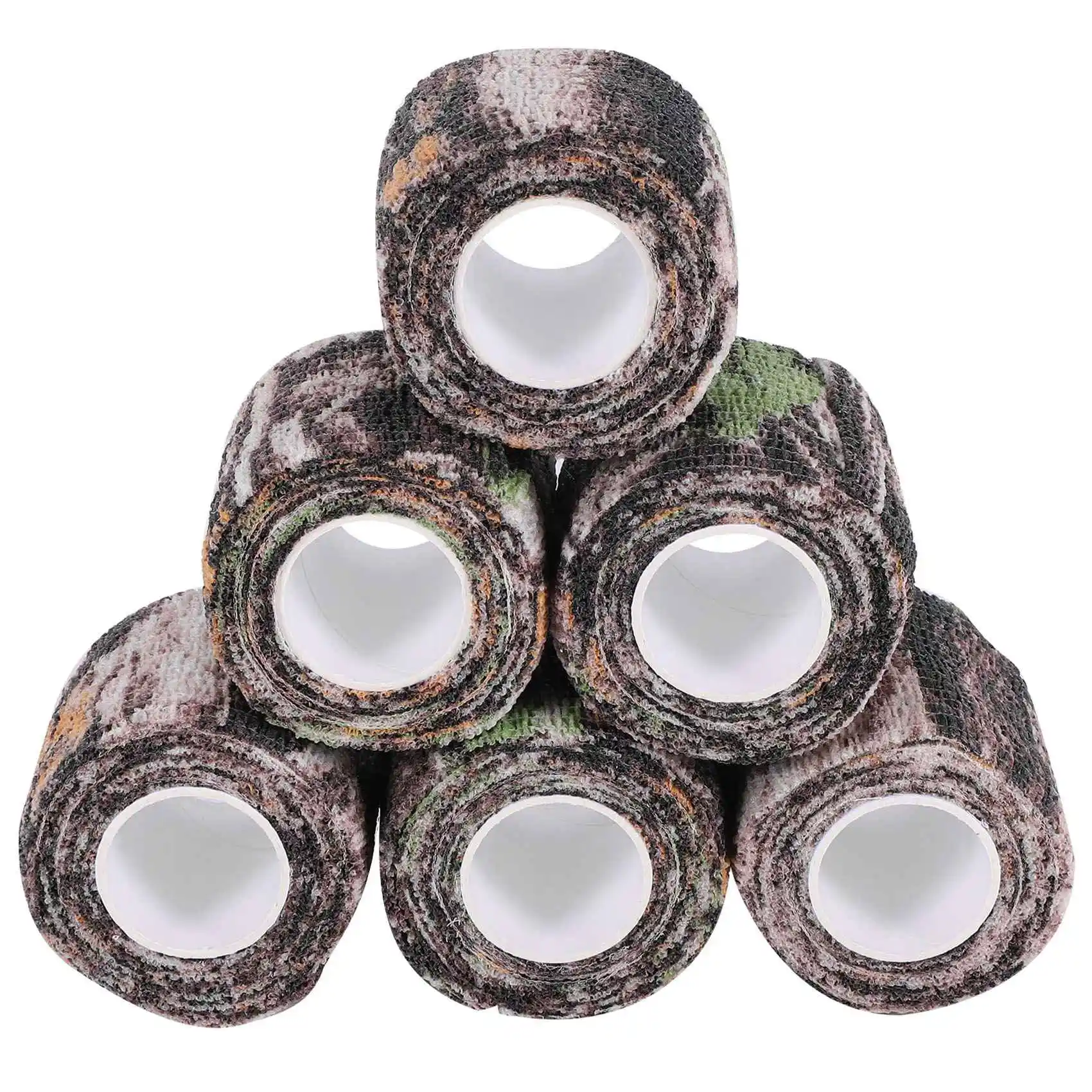 

6 Roll Camouflage Tape Cling Scope Wrap Camo Stretch Bandage Self-Adhesive Tape for Camping Hunting Bike Telescope