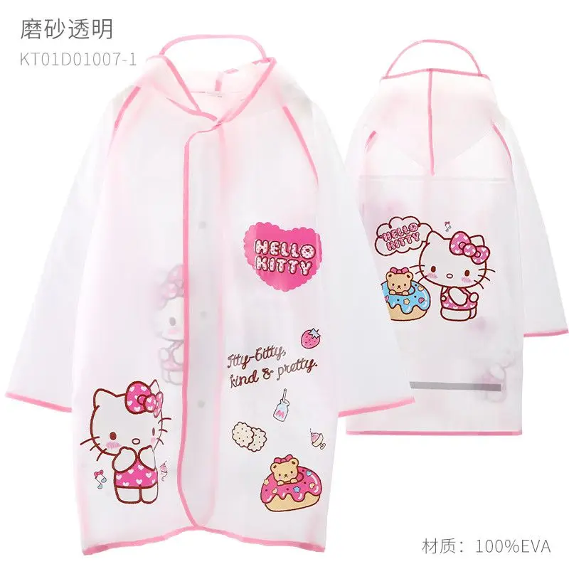 

Cute Hello Kitty Children Raincoat Sanrio Anime Transparent Cartoon Babys Girl Poncho with Schoolbag Sweet Tide Gift for Kids