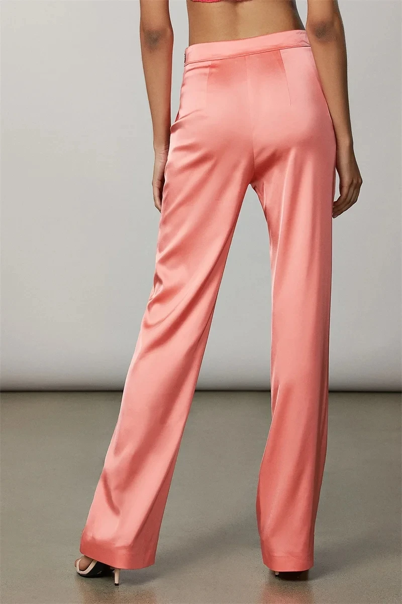 Classic Loose Women Suits 2 Pieces Satin Formal Buttons Long Blazer Pants Peaked Lapel Plus Size Custom Made Mother Of The Bride