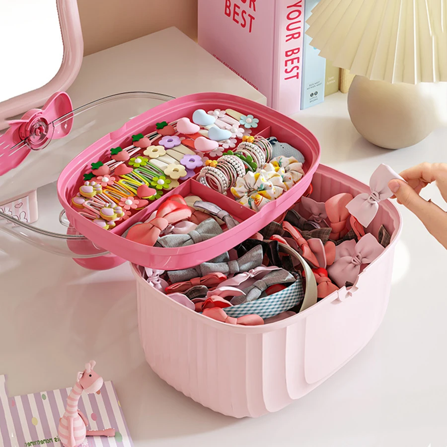 Hair Accessories Storage Box Portable Makeup Organizer For Hair Clips Hair Ties Earrings Bracelets Necklaces