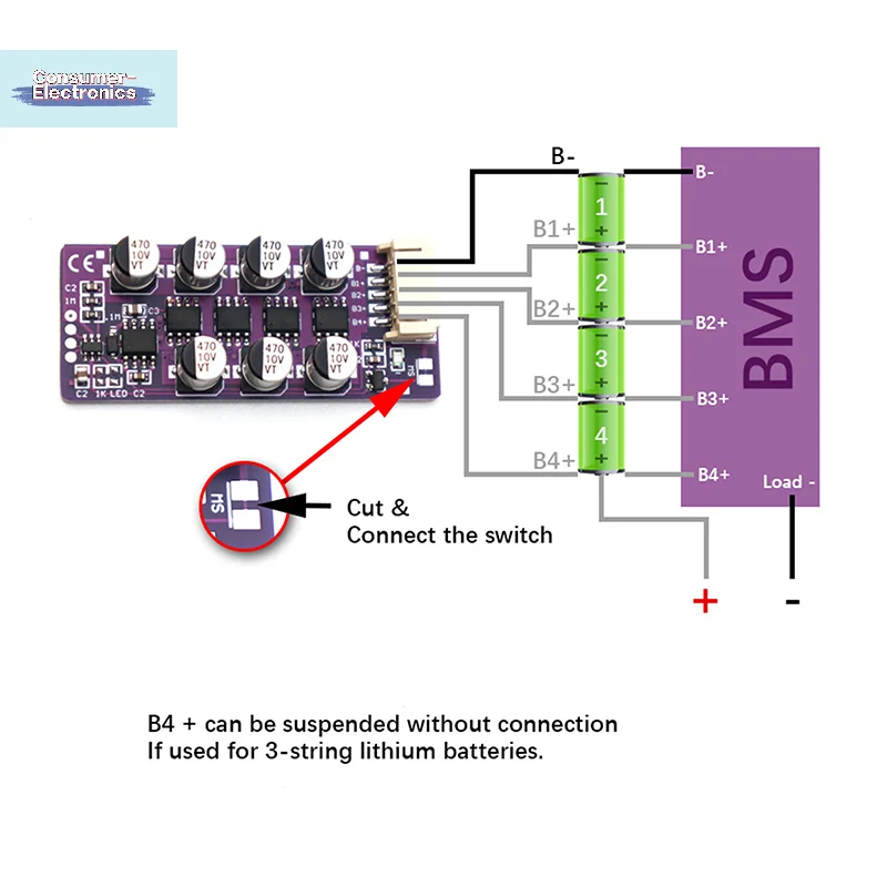 Carte équilibrage courant batterie lithium 3S 4S BMS protection surcharge