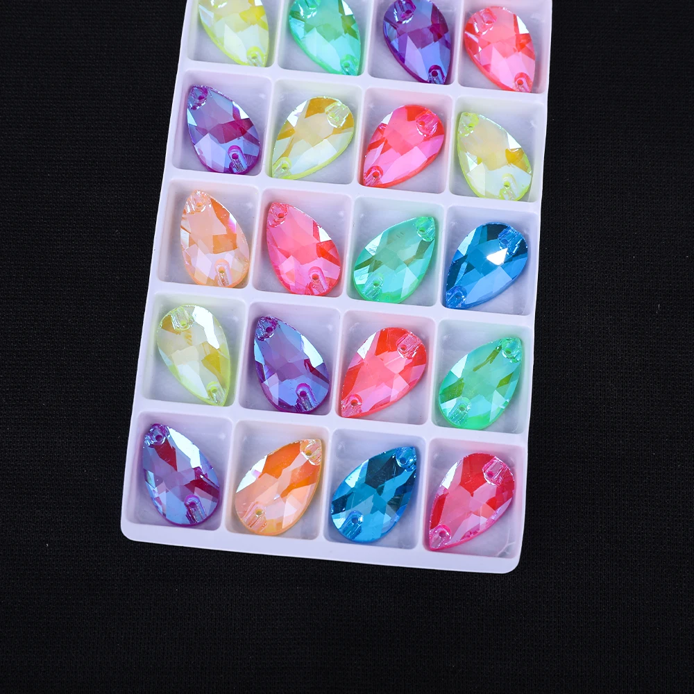 Vc neon fluor zieren den Wasser tropfen auf Strass Wasser tropfen nähen ab Nähen Diamant Glas Diamant Flatback DIY Zubehör Hochzeit – Detail 13