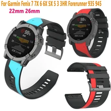 

22mm 26mm Strap For Garmin Fenix 7 7X 6 6X 5X 5 3 3HR Forerunner 935 945 Quick Release Smart Watch Silicone Bracelet Wristband