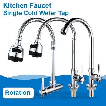 Rubinetti da cucina singoli per lavabo con rubinetto per acqua fredda 180 °   Rubinetto per lavabo domestico con rotazione Rubinetto per bagno monocomando 1