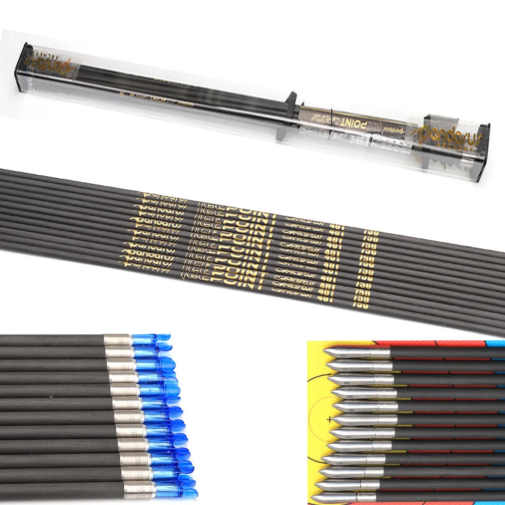 12 Flèches Carbone Pandarus Icepoint ID3,2 Mm 40 Tonnes - Droiture Parfaite ±0,001