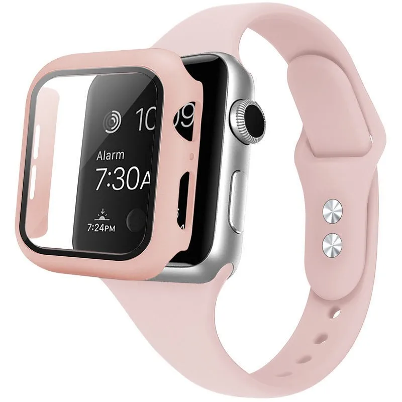 Strap+Case Set for Apple Watch Band 44mm 40mm iWatch band 42mm 38mm Silicone Bumper+Bracelet for Apple Watch series 4 3 5 SE 6
