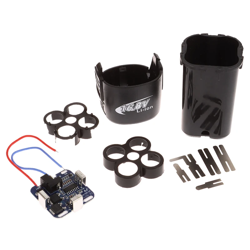 Lithium Battery Storage Box 1Set 4S BMS 18650 Lithium Battery Storage Box 16.8V BMS PCBA for Electric Tool with Holder Nickel Capacity Label