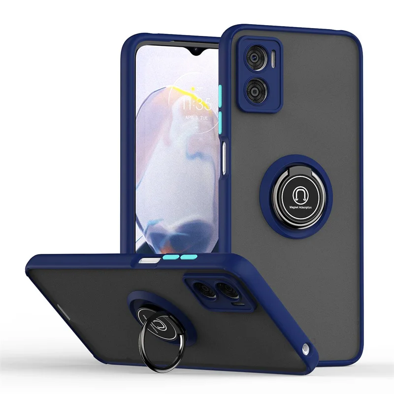 Shockproof Armor Matte Phone Case with Magnetic Ring Stand Holder