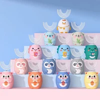 360Degrees Smart Electric Toothbrush Rechargeable for Kids Children Cartoon U Shaped Silicone Sonic Tooth Brush  Blue Light IPX7 1