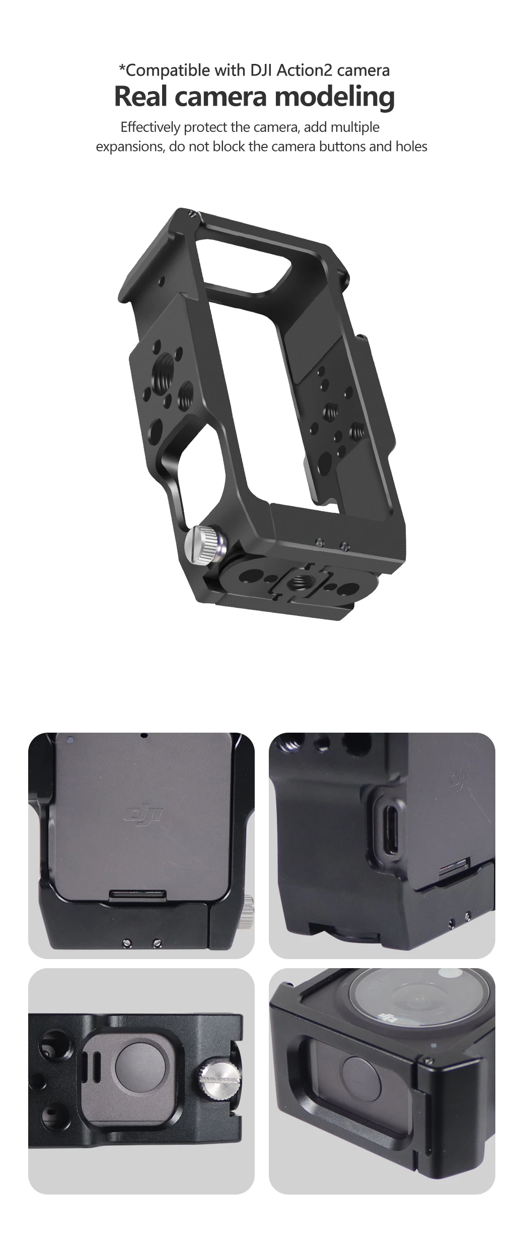 Magnetic Action Camera Cage For Action 2 Dual-screen Full Cage w/ Cold Shoe Mou