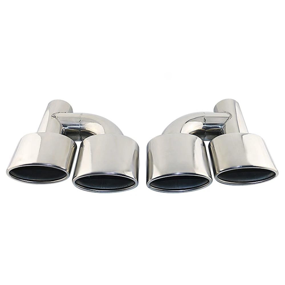 1Pair Stainless steel universal car Interface 63mm Dual Outlet Exhaust Tip Slant Rolled Edge Auto Muffler Tail Pipe accessories