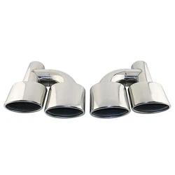 1Pair Stainless steel universal car Interface 63mm Dual Outlet Exhaust Tip Slant Rolled Edge Auto Muffler Tail Pipe accessories