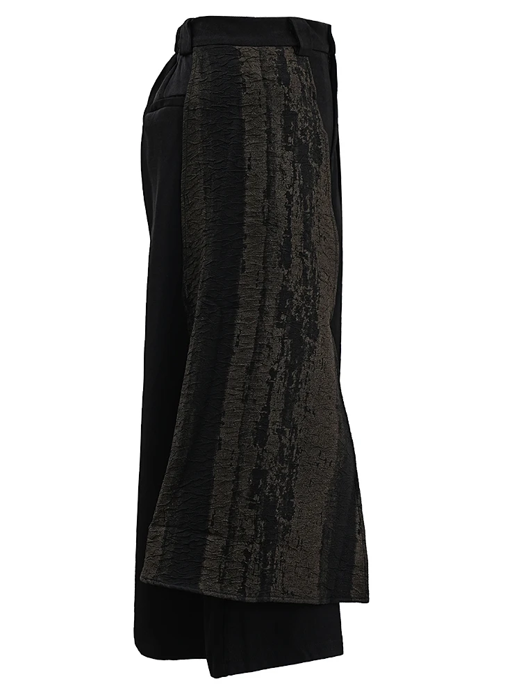 EAM Brown Tie Dye Irregular Wide Leg Pants High Elastic Waist New Trousers Women Fashion Tide Spring Autumn 2026 CPG1572