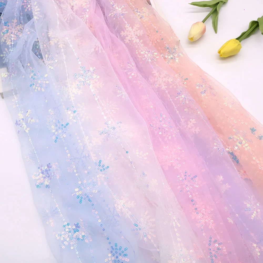 Rainbow Color Soft Tulle with Micro Stars Embellishment - OneYard