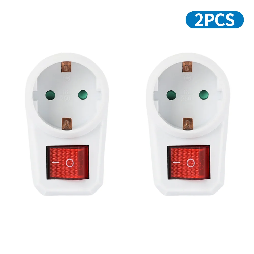 Germany Standard 2/4pcs EU Power Plug Socket Converter, 1-to-1 Outlet with ON/OFF Switch, Euro Schuko Wall Mount Extension Strip