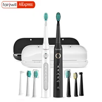 Fairywill Sonic Electric Toothbrush FW-D7 set USB Charge Toothbrushes case for Adult with tooth brush Heads 5 Mode Smart Time 1