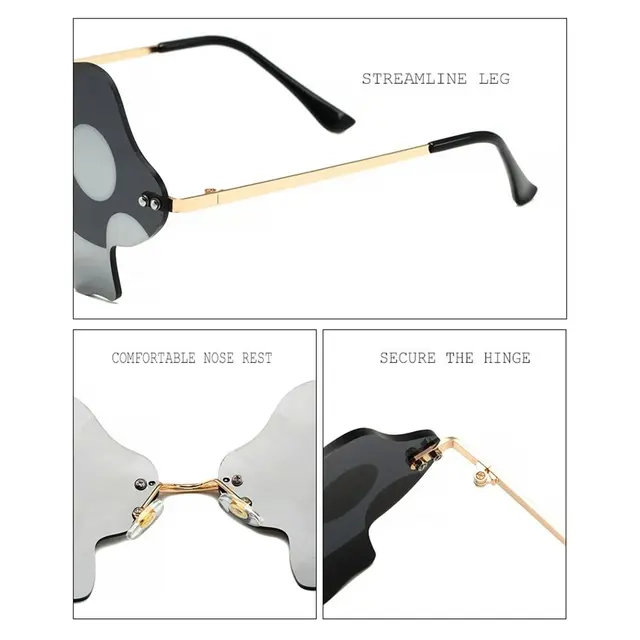 Mushroom Shape Sunglasses Irregular Rimless Trendy Fun Eyewear_voghion.com