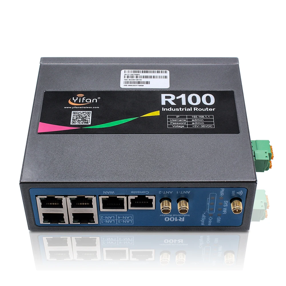 Support I/O RS232 RS485 ports R100 industrial 4G VPN wifi Router with Sim card slot Ethernet port