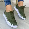 New Women Flat Casual Sneaker Spring Lace Up Sports Solid Color Walking Shoes 1