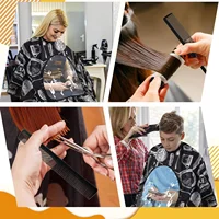 Haircut Tool pattern Capes Cutting Waterproof Non Sticky Hair Cloth Hairdressing Haircut capeswith See-Through Window Cape 2