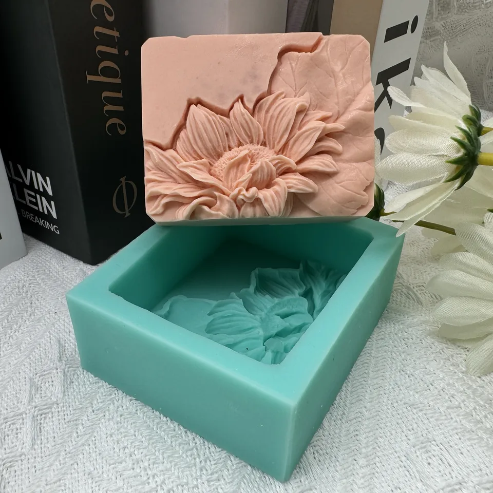 Stampo In Silicone Per Sapone A Forma Di Fiore - 9 Cavità - Sunlower - Per Candele, Cera, Cioccolato