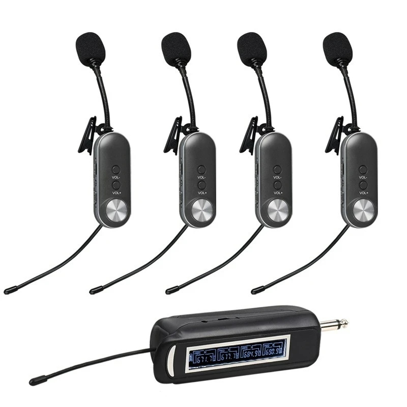 Saxophone Wireless Microphone UHF with Receiver and Transmitter Condenser Recording Live Show for Saxophone Musical Instrument