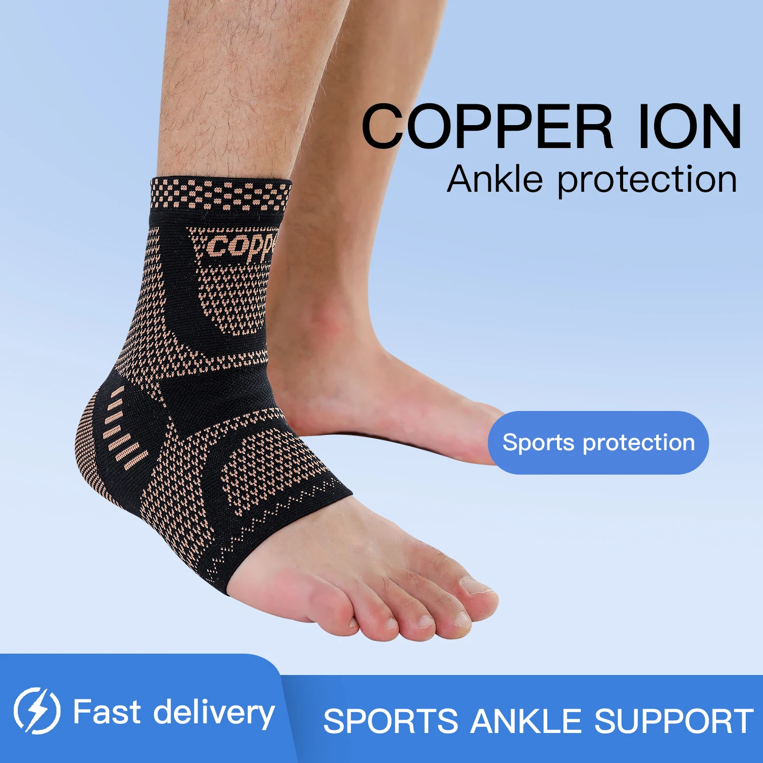 1 PC Men's Women's Outdoor Sports Knitting Elastic Copper Ankle Protection, Ankle Sprain Protection, Ankle Wrist Daily Exercise