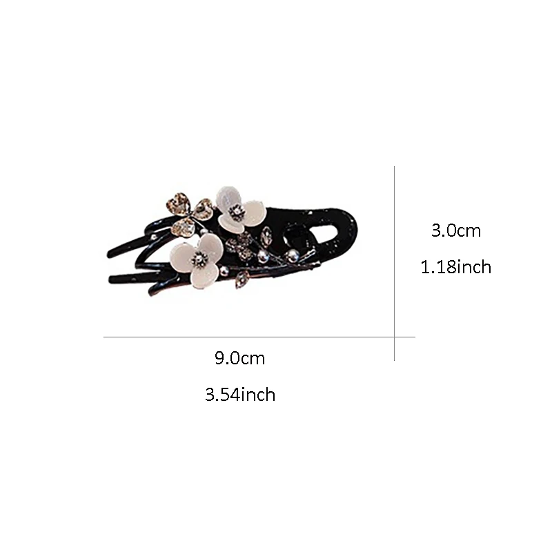 Modische Koreanische Perlen-Kristall-Blumen-Haarspange, Elegante Damen-Halbupdo-Haarklammer, Stilvolle Acryl-Entenschnabel-Clips – Detail 5