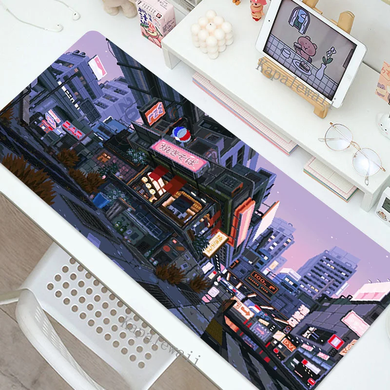 Large Kawaii Gaming Mouse Pad – Pixel Art Anime Design, XXL Extended Mat