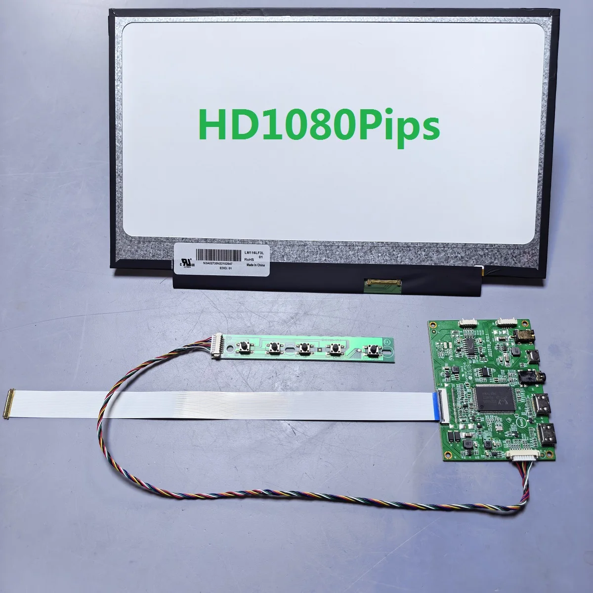 11.6인치 디스플레이 모듈 키트, HD 1920X1080 IPS, 듀얼 HD 채널, 풀 컬러, 풀 뷰잉앵글, USB 5V 또는 DC 12V 전원 공급